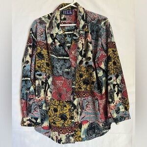 Vintage Abstract Button-Up Shirt